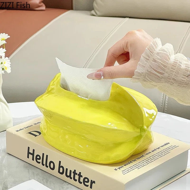 Afralia™ Starfruit Ceramic Tissue Box - Coffee Table and Bedside Decoration