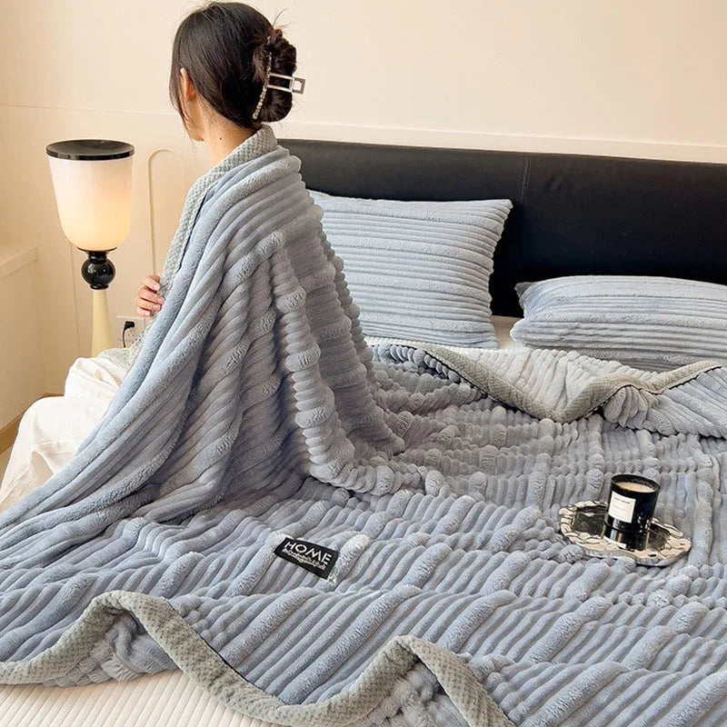 Afralia™ Cozy Faux Rabbit Plush Blanket, Nordic Style, Thick & Warm, Super Soft Nap Shawl