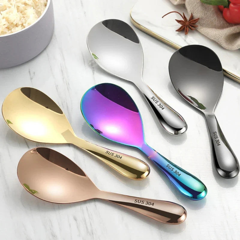 Afralia™ Stainless Steel Rice Paddle Large Capacity Soup Spoon Kitchen Cooking Tools