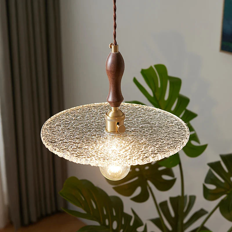 Afralia™ Cullet Glass LED Pendant Lamp with Walnut Copper Design for Living and Dining Room