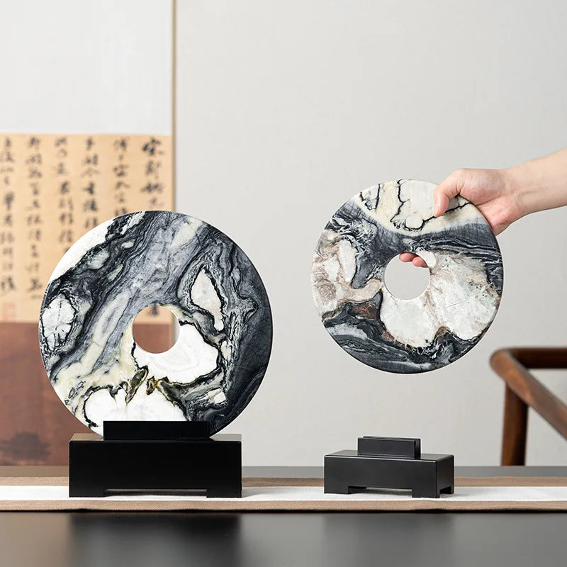 Afralia™ Marble Round Sculpture - Home Decor Handicraft Figurine