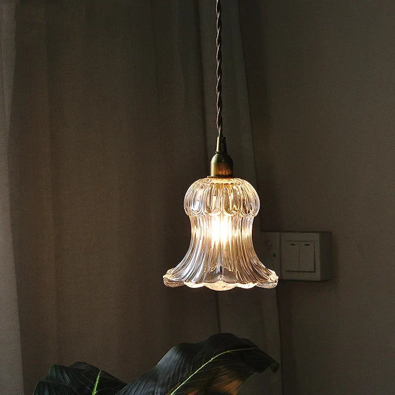 Afralia™ Brass LED Pendant Light Fixture Clear Glass Adjustable Nordic Hanging Lamp