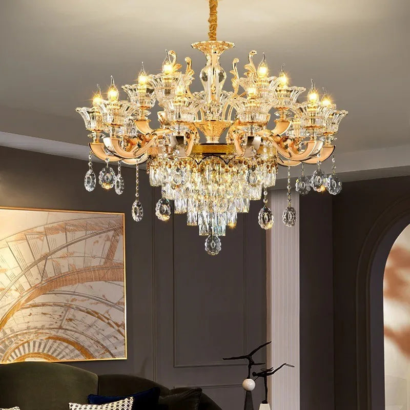 Afralia™ Crystal Chandelier Ceiling Light for Living, Dining, and Bedroom