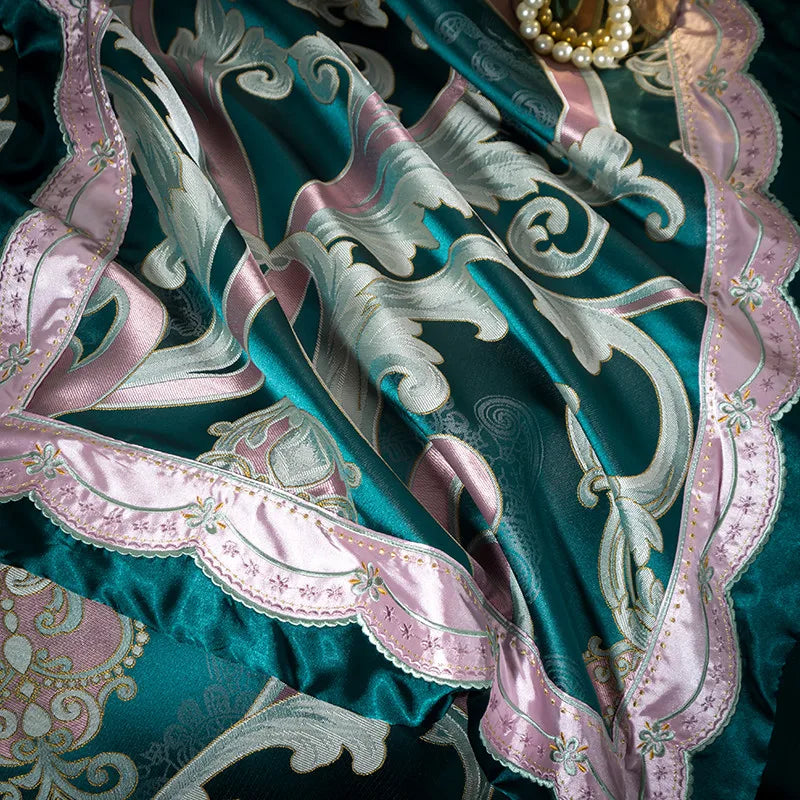 Afralia™ 200S Embroidery Egyptian Cotton Bedding Set Queen King Linens