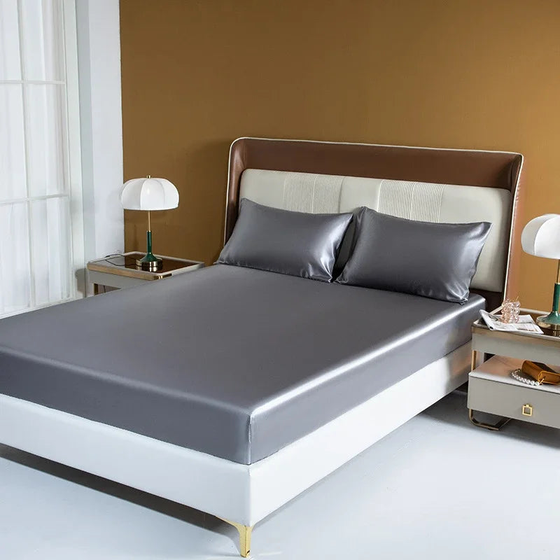 Afralia™ Smooth Satin Fitted Sheet King Size Rayon Bed Sheet 180x200
