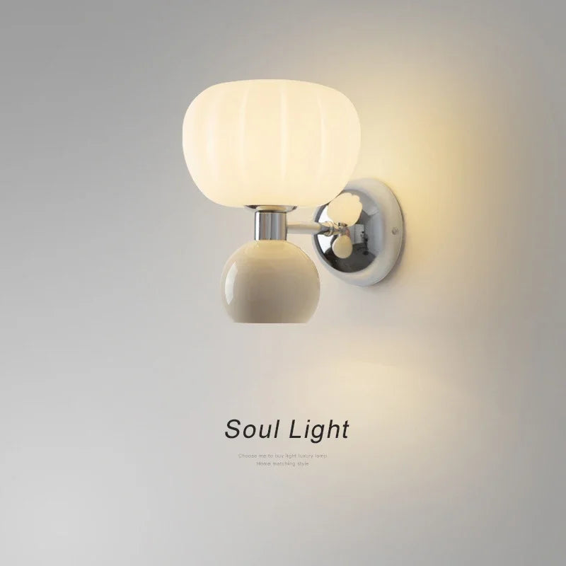 Afralia™ Cream Breeze Pumpkin LED Wall Sconces for Bedroom Living Room Dining Hallway