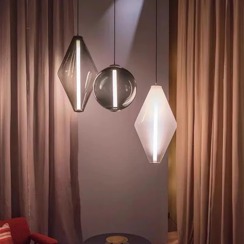 Afralia™ Nordic Glass Pendant Lights for Bedroom Dining Room Chandelier Lighting