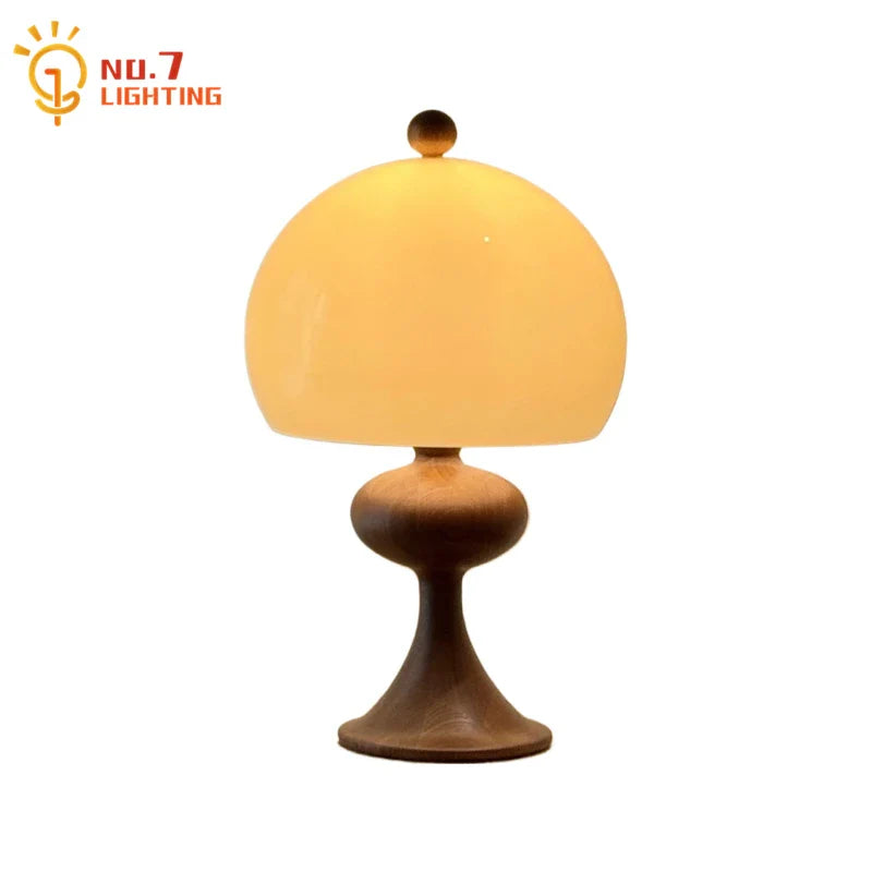 Afralia™ Ash Wood Bubble Glass LED Table Lamp - Medieval Designer Hanging Light