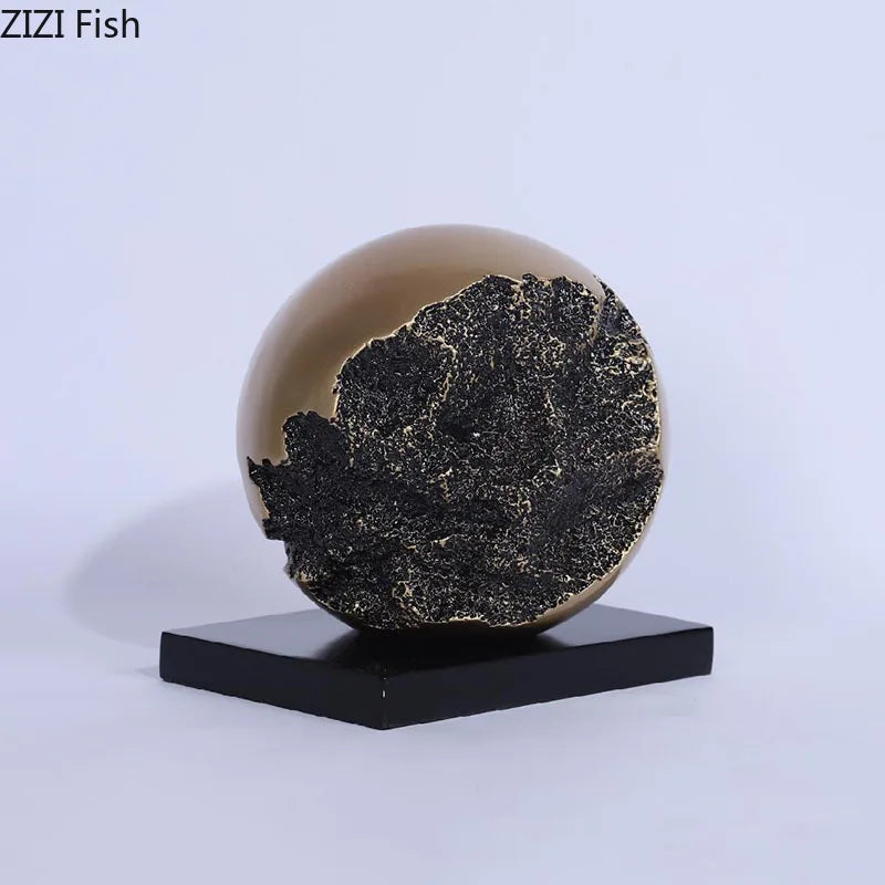 Afralia™ Bronze Sphere Sculpture Desk Ornament Modern Home Decor