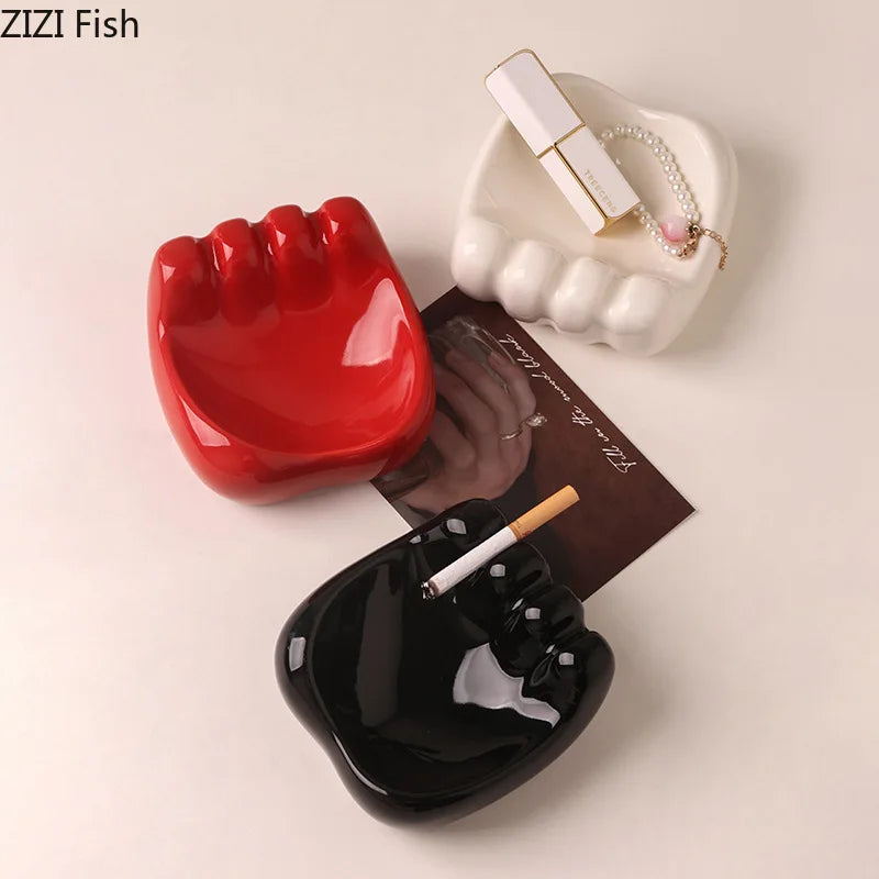 Afralia™ Modern Palm Shape Ceramic Ashtray for Smoking Weed, Home Decor & Gifts