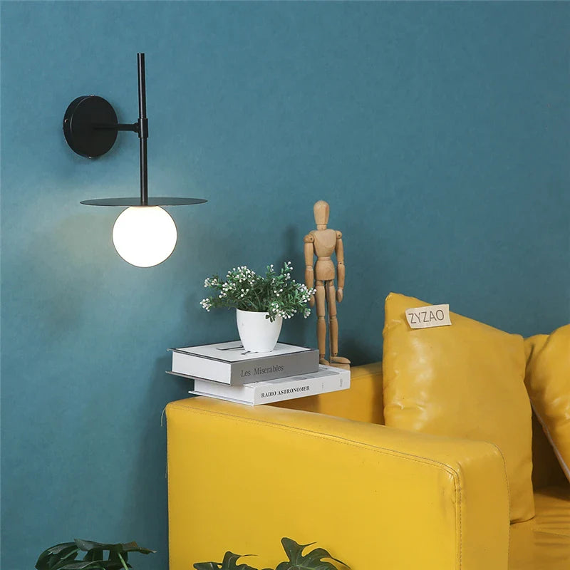 Afralia™ Iron Glass LED Wall Light: Customizable Decorative Black Lamp for Home Indoor