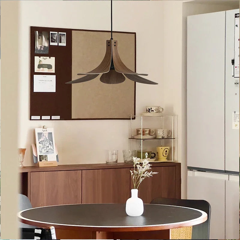 Afralia™ Nordic Wood Chandelier: LED Pendant Lamp for Home, Restaurant, and Bar