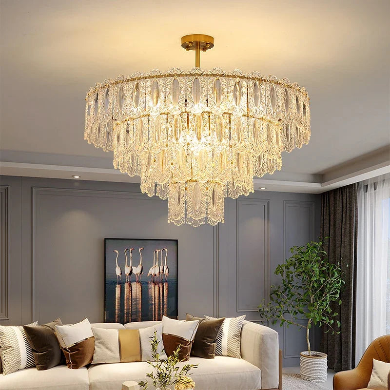 Afralia™ Romantic Glass Chandelier Luxury Ceiling Pendant Light Fixture