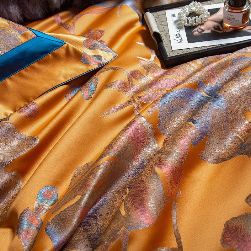 Afralia™ Egyptian Cotton Silk Jacquard Bedding Set for Queen King Size Linens