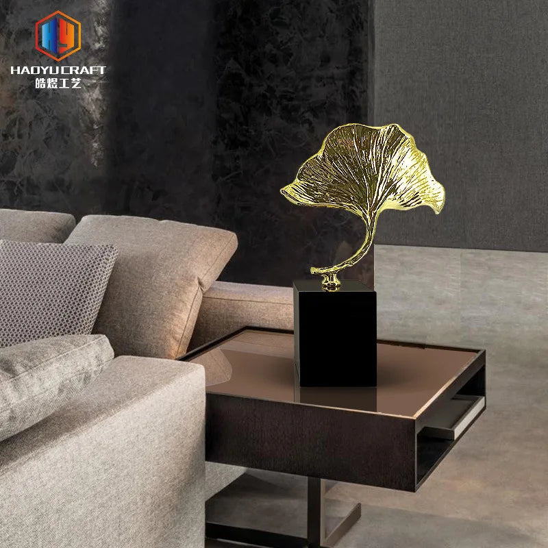 Afralia™ Ginkgo Leaf Metal Sculpture Home Decor Accent