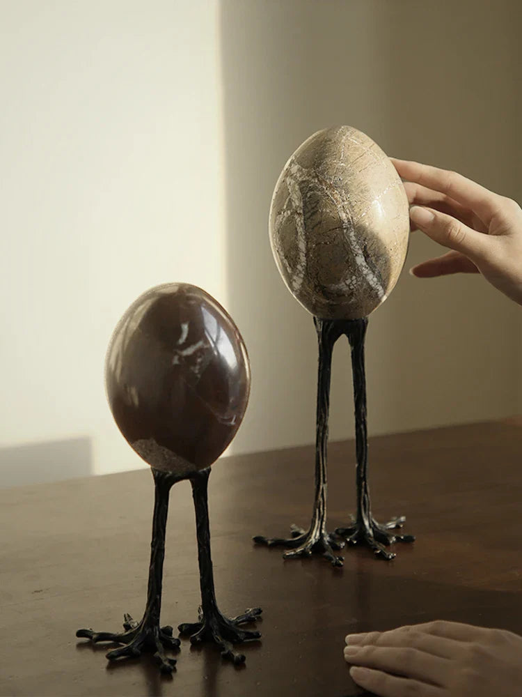 Afralia™ Marble Egg Decor: Vintage Claw Home Ornaments for Living Room & Bedroom