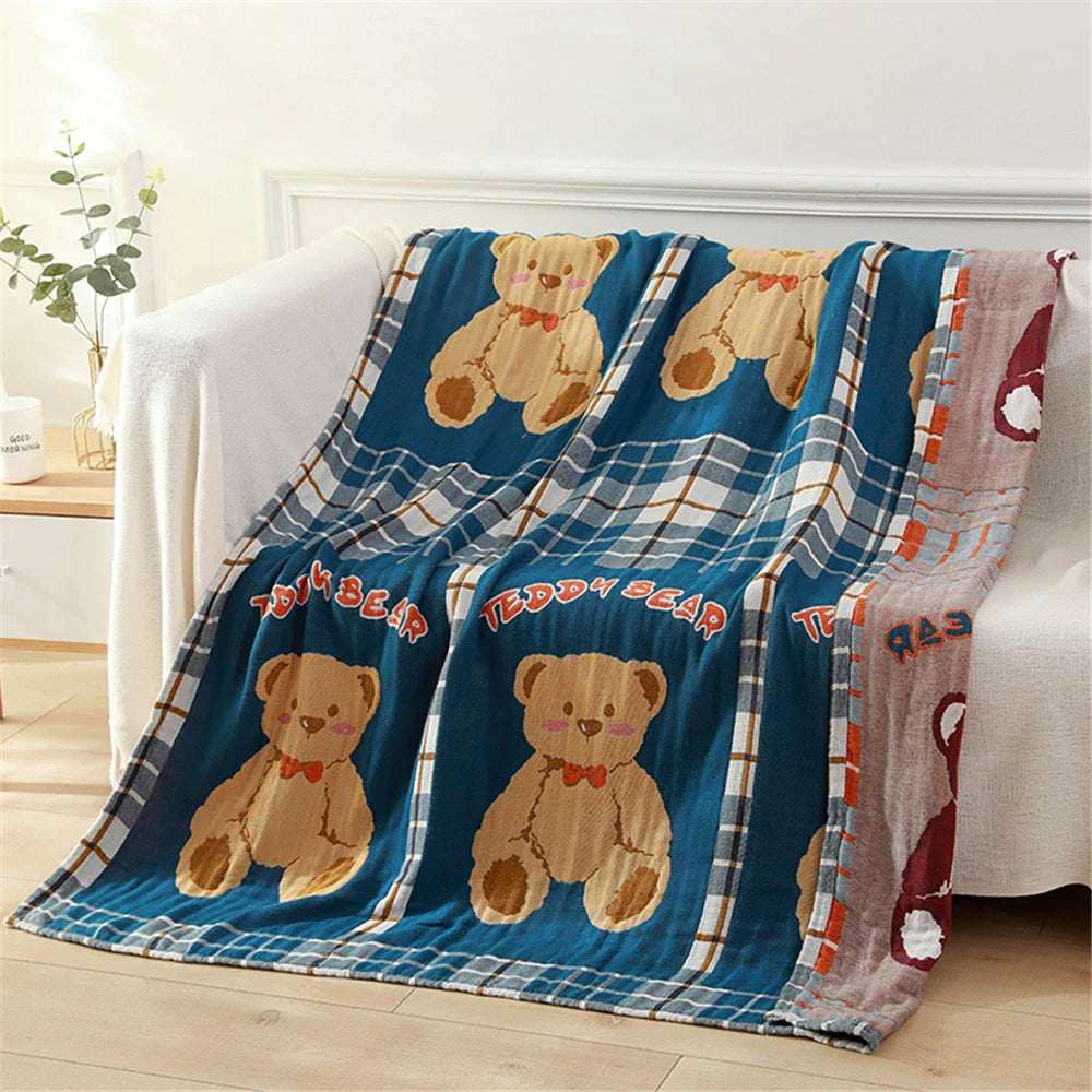 Afralia™ Kids' 5-Layer Gauze Cotton Bath Towel - 120*150 CM
