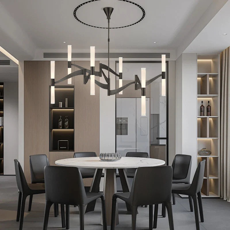 Afralia™ LED Brass Glass Chandelier | Modern Luxury Dining Room Ceiling Light