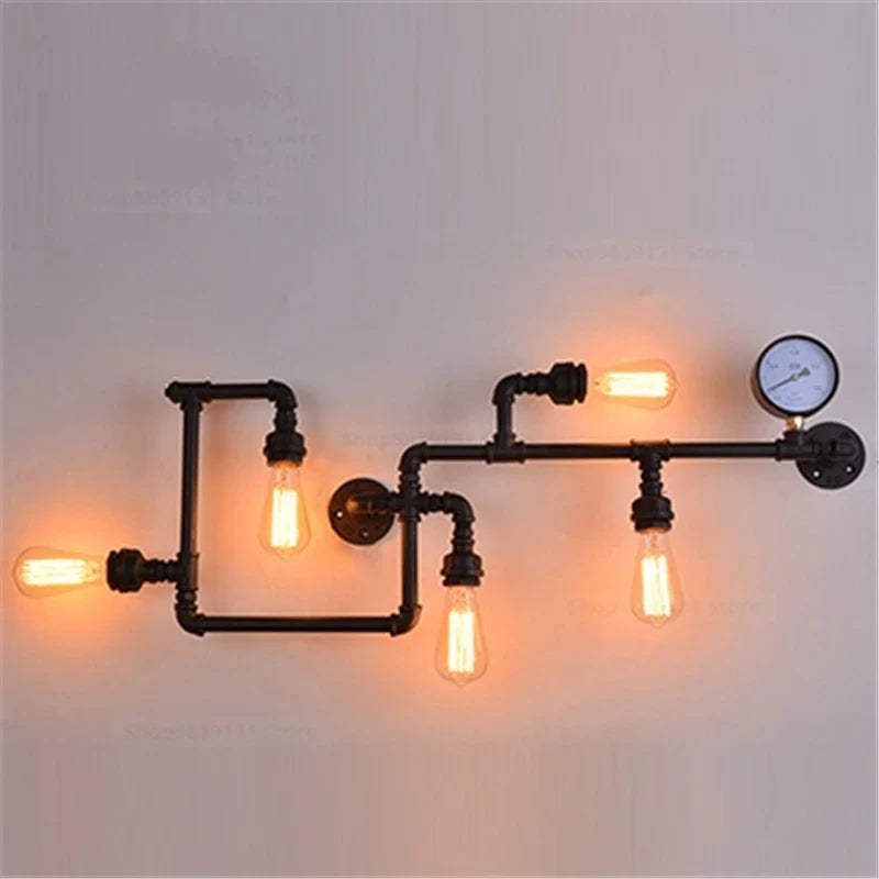Afralia™ Vintage Retro Water Pipe Gear Wall Lamp for Home Decor
