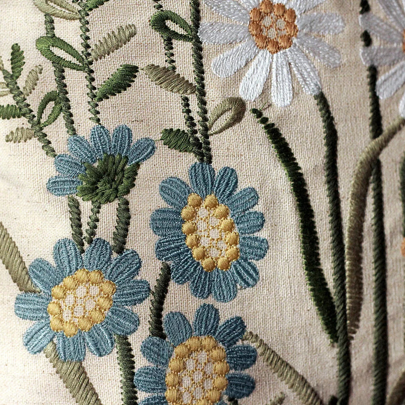 Afralia™ Floral Embroidery Cotton Linen Throw Pillow