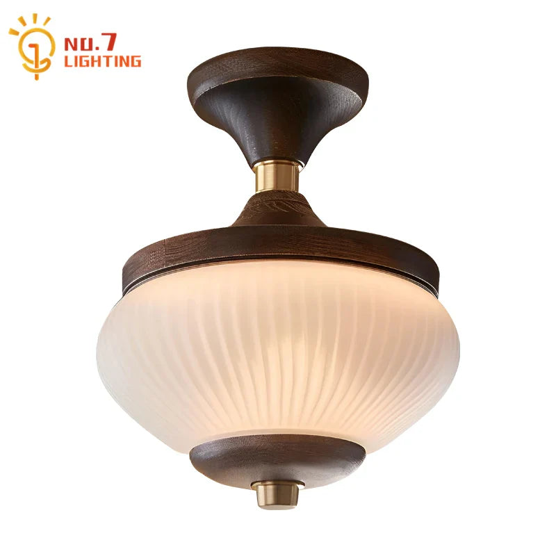 Afralia™ Medieval Pine Cone Iron Art Glass Ceiling Lights Retro LED Indoor Lighting