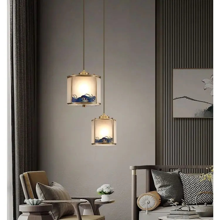 Afralia™ Chinese Style Copper Pendant Light for Bedroom, Aisle, and Headboard Zen Chandelier