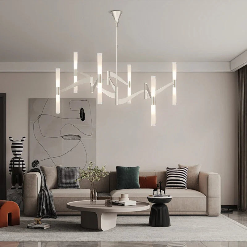 Afralia™ LED Brass Glass Chandelier | Modern Luxury Dining Room Ceiling Light