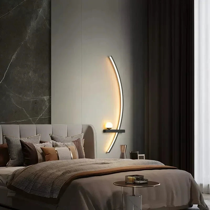 Afralia™ Black Gold Modern Wall Sconce for Bedroom Study Home Indoor Lighting