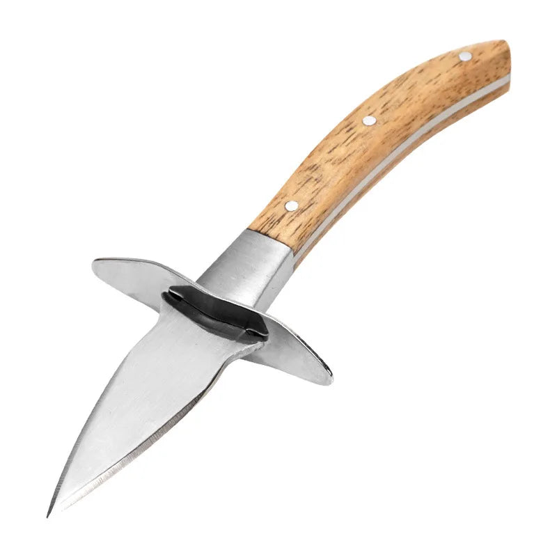 Afralia™ Oyster Knife: Wood Handle, Stainless Steel, Scallops Shucker with Leather Case