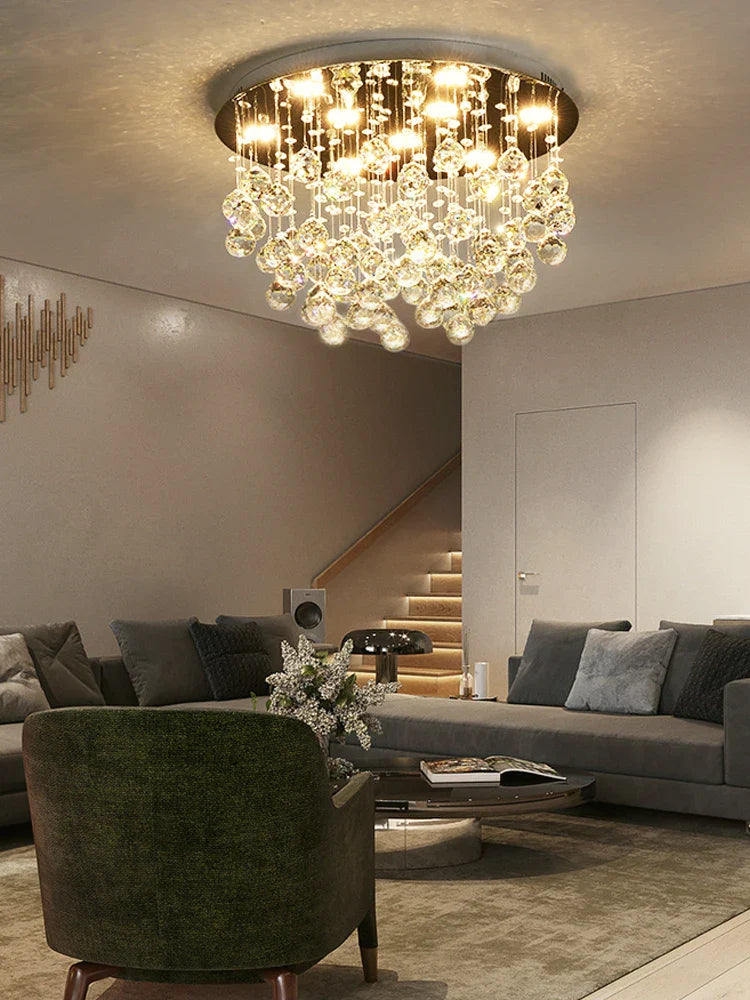 Afralia™ Crystal Chandelier: Modern Luxury LED Ceiling Lamp for Living Room and Bedroom
