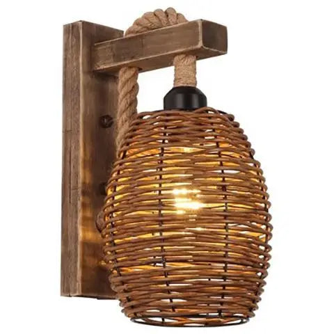 Afralia™ Bamboo Wicker Wall Lamp E27 Chandeliers Hand-Woven Room Decor Light Fixtures