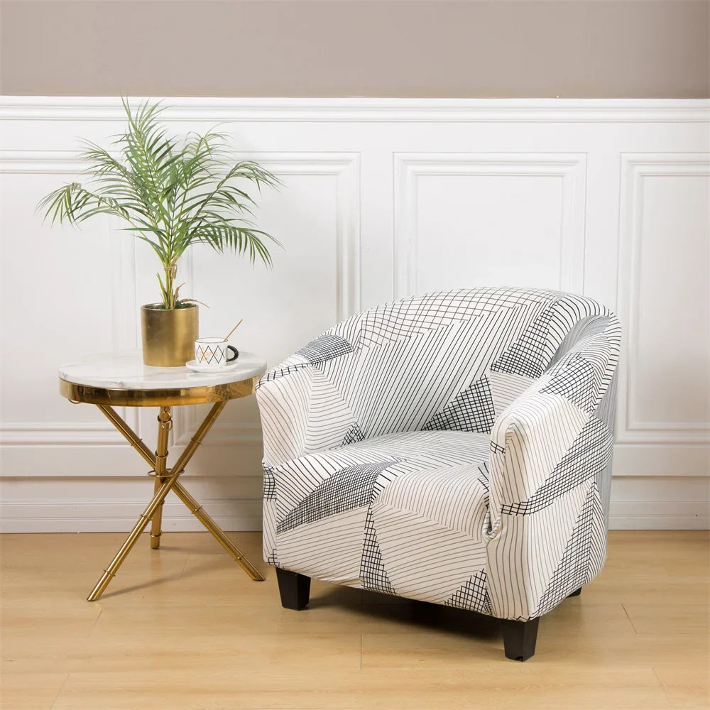 Afralia™ Printed Tub Chair Cover - Armchair Slipcover for Club Sofa