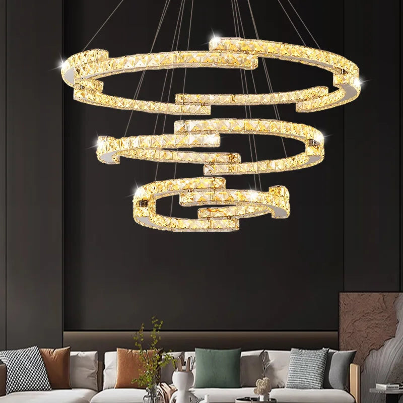Afralia™ Circular Crystal Pendant Light Chandelier for Living Room