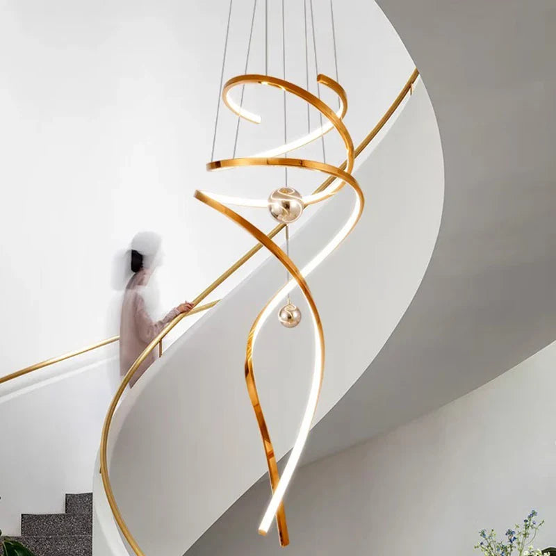 Afralia™ Modern Home Decor LED Pendant Light for Staircase Chandeliers, Indoor Living Room Hanging Light