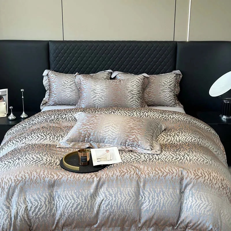 Afralia™ Luxury Egyptian Cotton Jacquard Bedding Set - Soft Silky 4Pcs