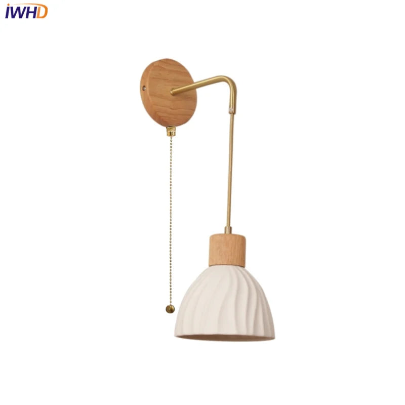 Afralia™ Nordic LED Wall Sconce Wood Base Modern Vanity Light