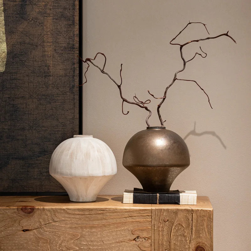 Afralia™ Chinese-style Retro Porcelain Vase Handmade Flower Vase Artistic Home Decoration