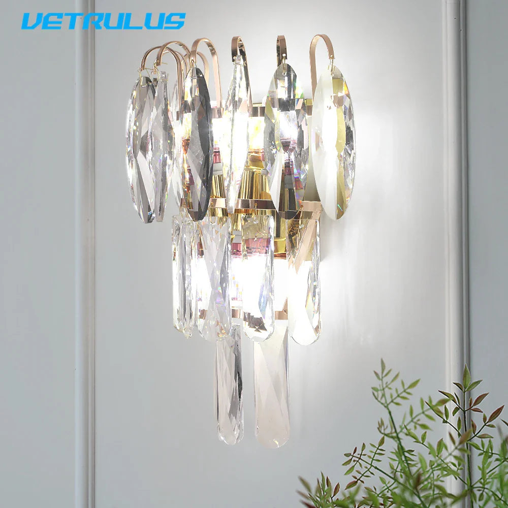 Afralia™ Crystal LED Wall Lamp Modern Cloakroom Bedside Luster for Luxurious Living Spaces