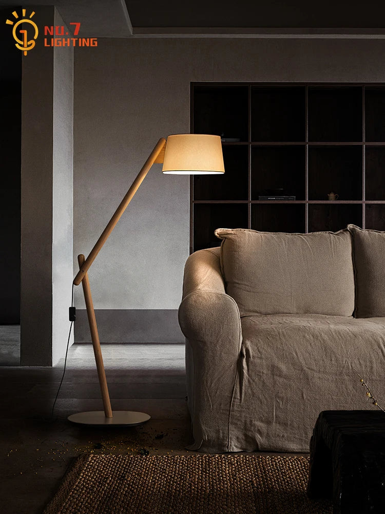 Afralia™ Solid Wood Floor Lamp LED E27 for Living Room Sofas Bedroom Study Area