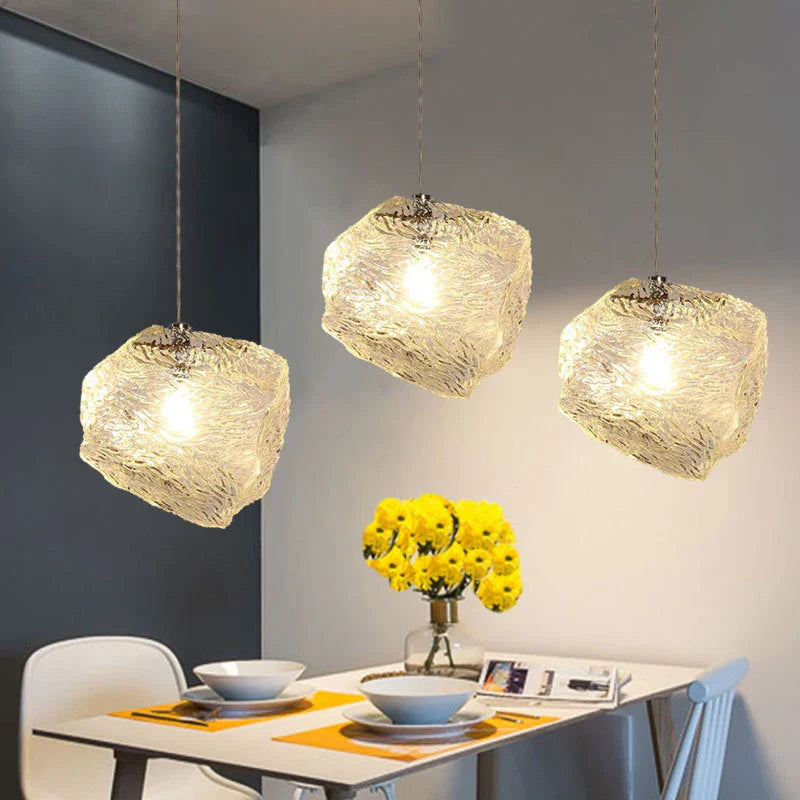 Afralia™ Ice Cake Glass Chandelier Pendant Lights for Indoor Decor Lighting
