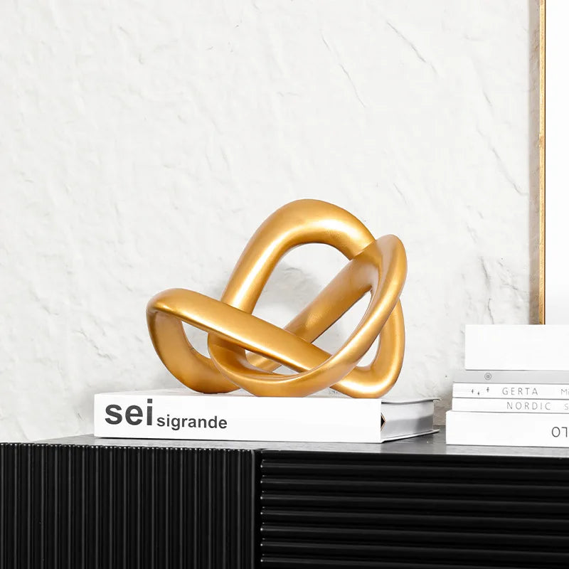 Afralia™ Golden Twisted Dough Rope Knot Ornaments Geometric Line Home Decoration