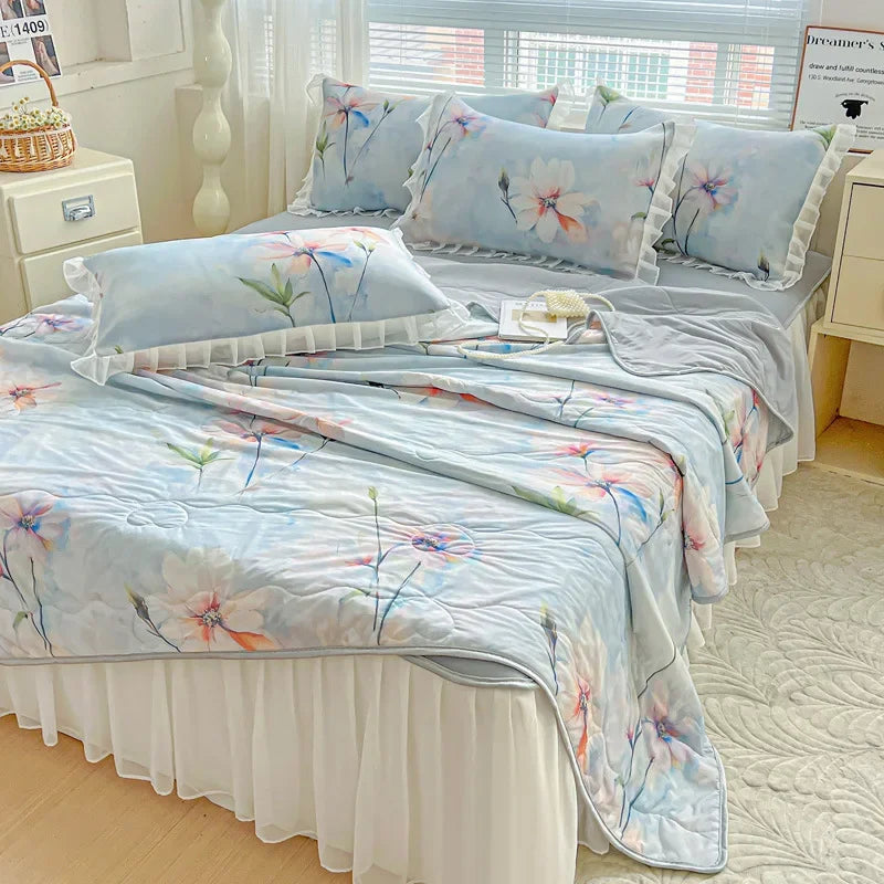 Afralia™ Floral Summer Cooling Quilt for Double Single Bed - Soft & Breathable