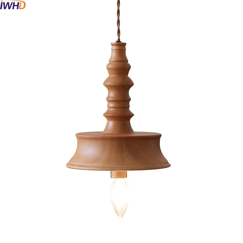Afralia™ Japanese Style LED Wooden Pendant Light Fixture for Home Decor and Restaurant