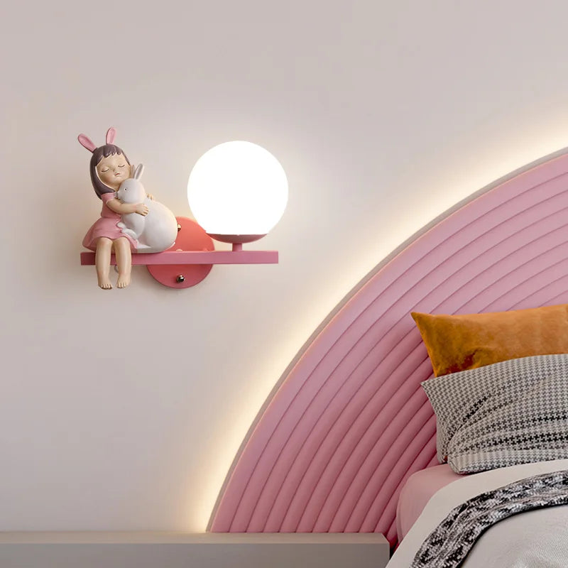 Afralia™ Rabbit Glass Ball LED Wall Lamp for Home Decor & Night Light