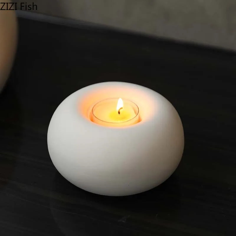 Afralia™ Round White Ceramic Candle Holder Home Decor Aroma Diffuser Wax Melt Burner