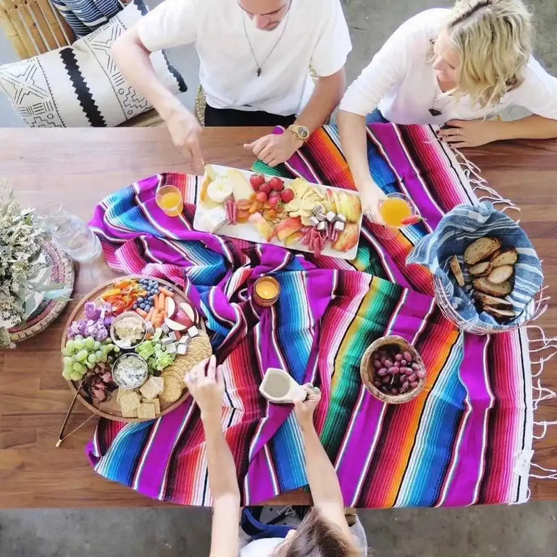 Afralia™ Mexican Woven Tassel Sofa Blanket & Tablecloth