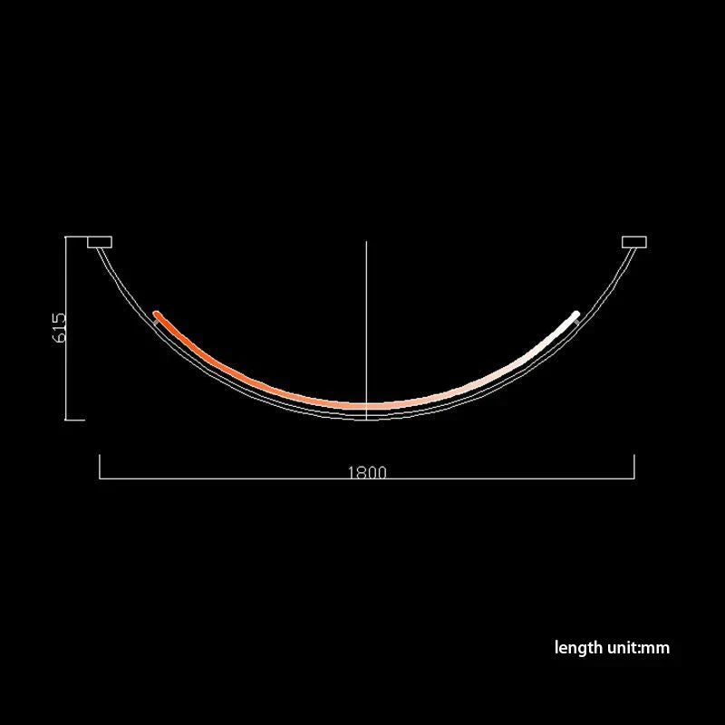 Afralia™ Long Curve Ceiling Chandelier for Modern Living Room and Villa Decor