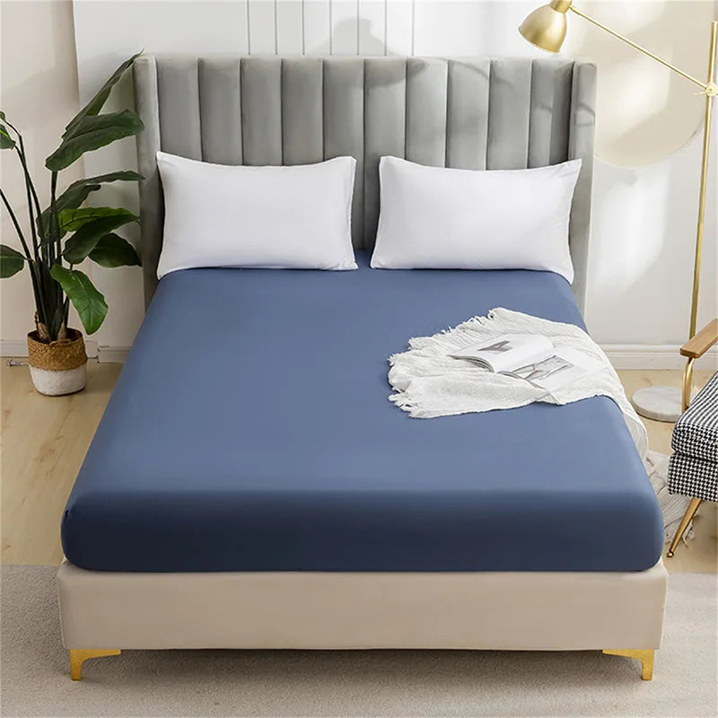 Afralia™ Brushed Fitted Mattress Cover with Deep Pockets – European Skin-Friendly, Durable Solid Bedding