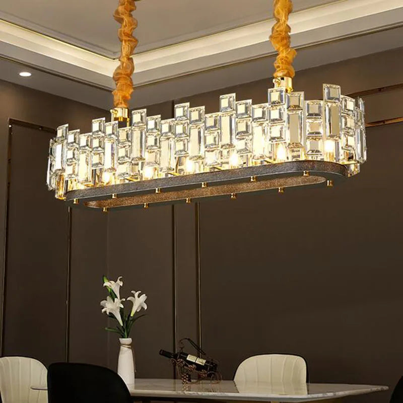 Afralia™ Gold Chain LED Crystal Chandelier for Luxurious Living Room Lighting