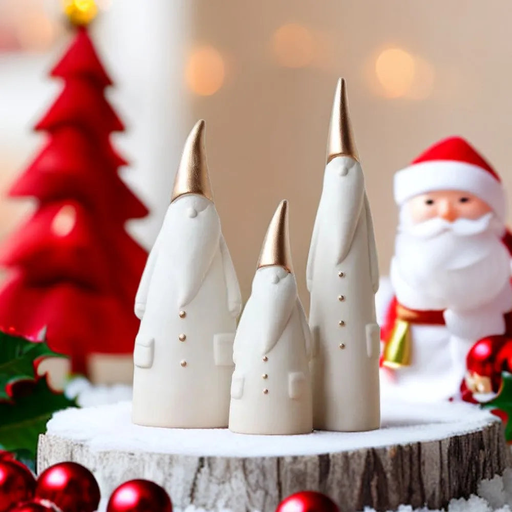 Afralia™ Ceramic Santa Claus Figurines Set for Christmas Home Decor